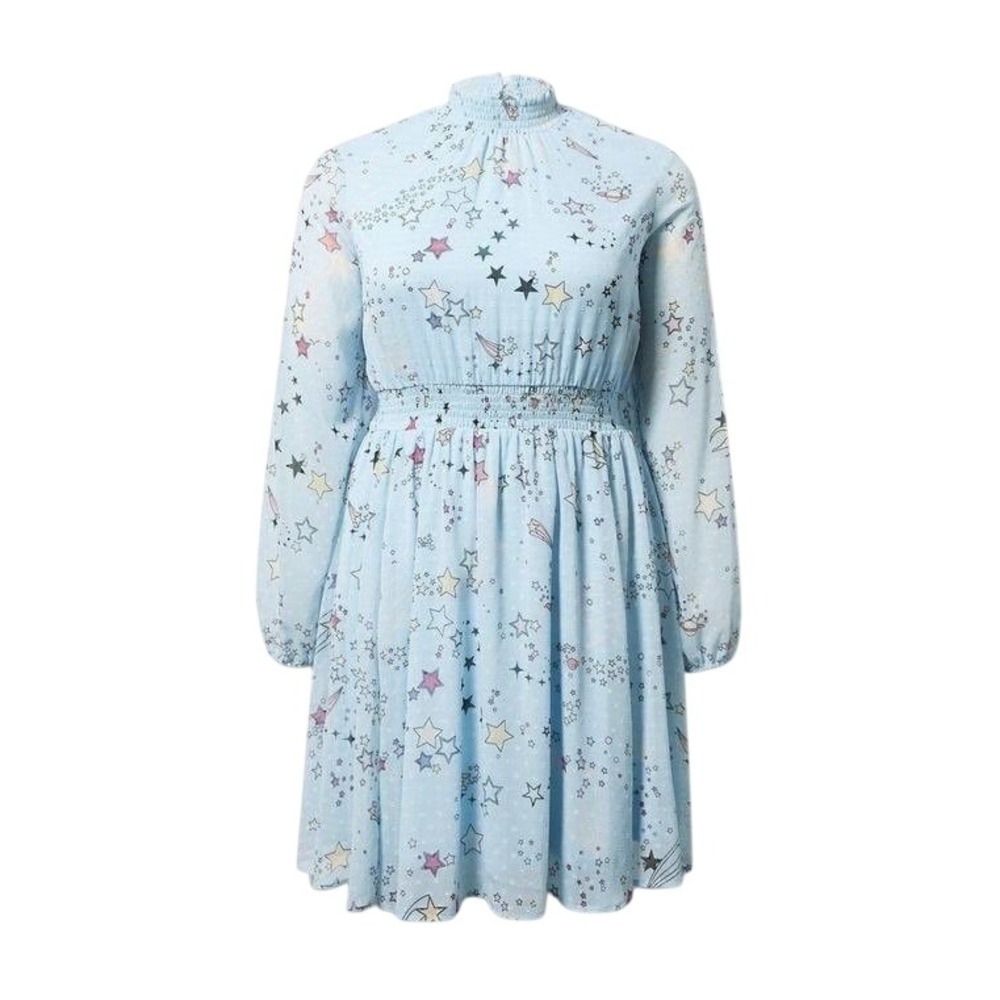 Torrid 3 Clipdot Blouson Sleeve Mock Neck Skater Dress Cosmic Stars Summer 3X